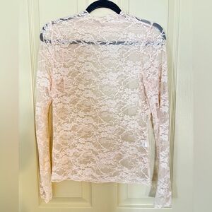 Sheer Blush Lace Long Sleeve Top size Large